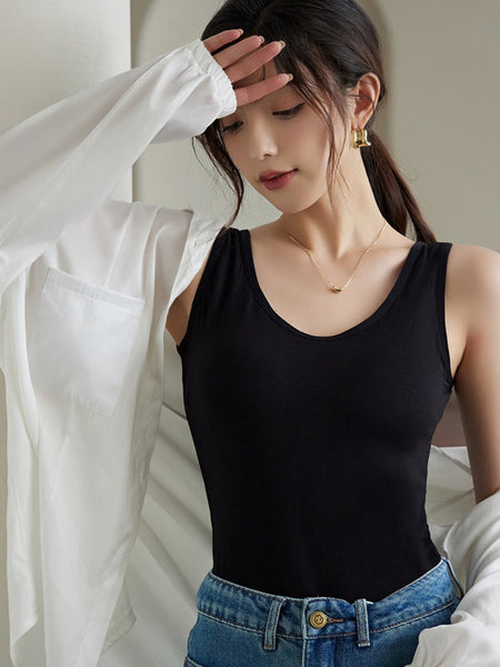 3-Pack Women'S Sexy Sleeveless T-Shirt - Solid Color Vest with Bra, Casual Spaghetti Strap Top for Spring/Summer, Machine Washable, Suitable for Home Wear And Outgoing, Loose Fit, Women'S Summer Clothing, All-Season Style