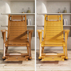 Natural/ Brown Rocking Chair/Lounge Chair Recliner Load-Bearing 150kg Comfort Bamboo Loungers Deck Chair Adjustable Handrail Home Chair Gifts Stable Ergonomic