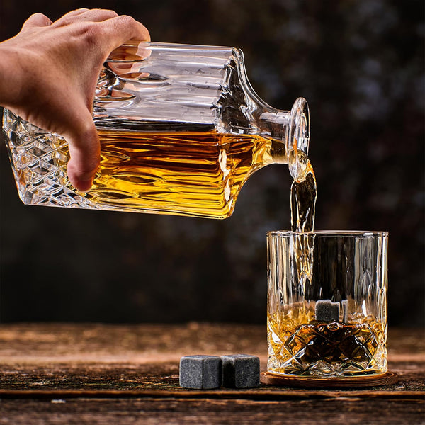 Whisiskey - Whiskey Glass Set - Gift Sets for Men - Whisky Glass Birthday Gifts for Men - Rum Tumblers - Mens Gifts - Whisky Set with 2 Glasses, 8 Whiskey Stones, Accessories