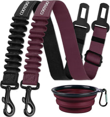 COOYOO Dog Seat Belt,Retractable Dog Car Harness Seat Belt for Car Adjustable Nylon Pet Safety Seat Belts Heavy Duty & Elastic Bungee Buffer