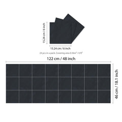 WALPLUS 24pcs Glossy Tile Stickers for Kitchen 15x15cm (6