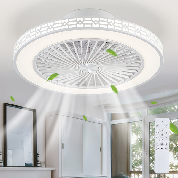 49cm Ceiling Fan with Light And Remote Control, Dimmable 3 Color Changing LED (3000K-6000K) Ceiling Fans with Lights, 6-Speed Ultra-Quiet Reversible DC Motor Ceiling Fan, Modern Fan Light for Bedroom, Living Room, Kitchen