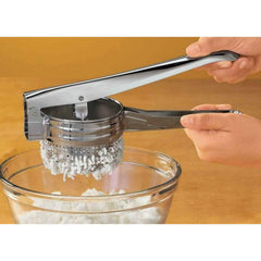 AEX Stainless Steel Potato Ricer Manual Potato Masher Kitchen Vegetable Press Tool for Smooth Mashed Potatoes Dishwasher Safe Silver