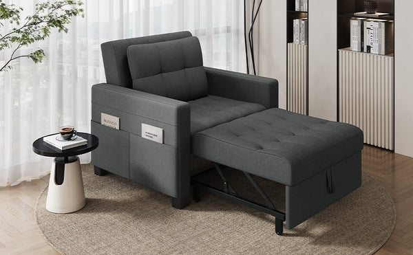 Costoffs 3-in-1 Convertible Sleeper Chair Bed, Tufted Futon Sofa Chair with Adjustable Backrest & Back Pillow, Multi-Function Sleep Chair Bed for Small Space, Apartment, Studio, Guest Room, Home Living Room Furniture