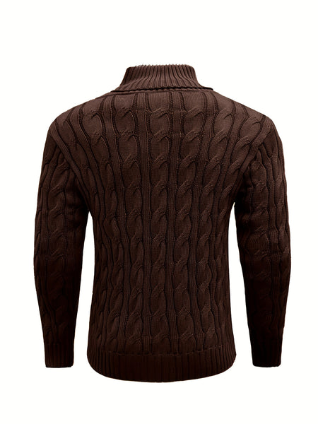 Men's Mature Business Sweater - New Autumn/Winter Lapel Ribbed Knitwear, Fashionable Solid Color Pullover, Suitable for Layering and Wearing Over Clothes