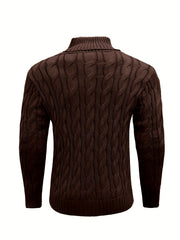 Men's Mature Business Sweater - New Autumn/Winter Lapel Ribbed Knitwear, Fashionable Solid Color Pullover, Suitable for Layering and Wearing Over Clothes