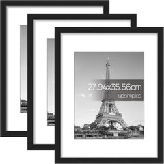 3 Pack A4 Picture Frame, A4 Black Picture Frames 21 X 29,7 Cm, Frame Wall Hanging Landscape or Portrait Orientation