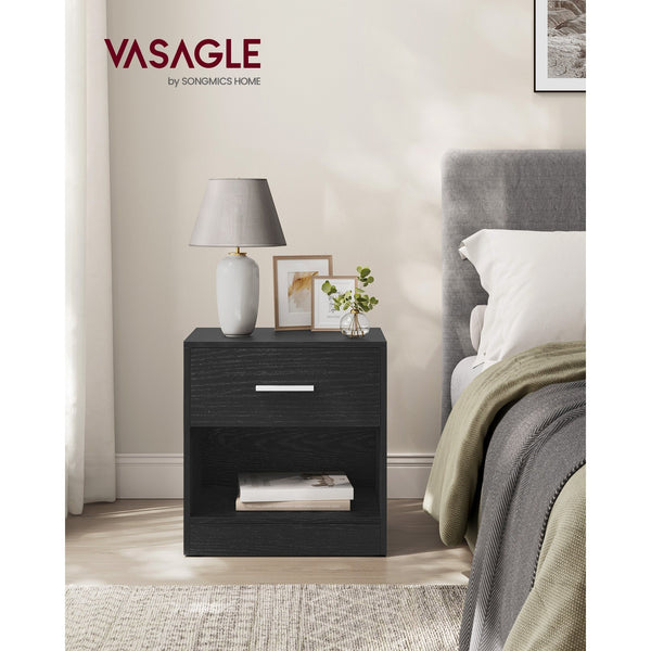 Bedside Table, Side Table with Drawer, Handle, Open Compartment,Easy Assembly, Perfect for Living Room or Bedroom