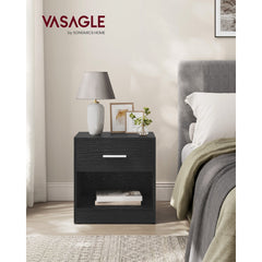 Bedside Table, Side Table with Drawer, Handle, Open Compartment,Easy Assembly, Perfect for Living Room or Bedroom