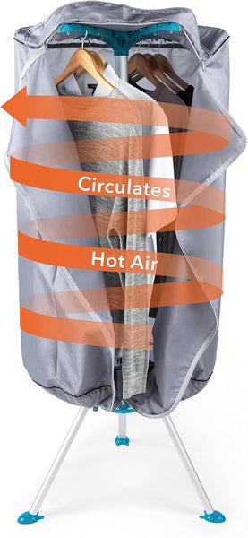 Beldray Heated Clothes Airer Pod - Hot Air Indoor Clothes Dryer with Cover, Quick Drying Time, Holds up to 10Kg, 6 Drying Arms for Hangers, 6 Heat Settings, Reduce Creases 900/1000W, LA041258