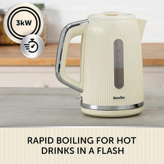 Breville Bold Vanilla Cream Electric Kettle | 1.7L | 3Kw Fast Boil | Cream & Silver Chrome [VKT223]