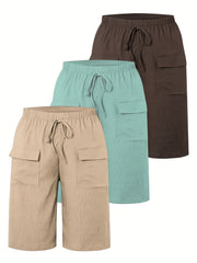 Circle 3pcs Set Standard Size Women's Shorts Casual Beach Pants with Pockets