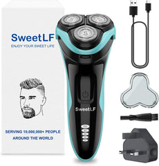 Sweetlf Electric Razor for Men, 120 Min Shaving, Fast UK Adapter (1H Charging),100% Waterproof, Wet & Dry Rotary Shavers for Men with Pop-Up Trimmer, LED Display, Dark Blue