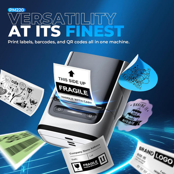 Nelko PM220 Bluetooth Thermal Label Printer, 2 Inch Portable Label Maker Machine for Ios & Android Phone, Sticker Printer for Clothing, Retail, Address, Barcode, Home, with 1 Roll 40X30Mm（White）