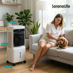 SereneLife Portable Air Cooler 25L – 1700 CFM Evaporative Cooling Fan with Ice Packs 60° Oscillation Timer Quiet Energy Efficient for Large Room Home Office Bedroom
