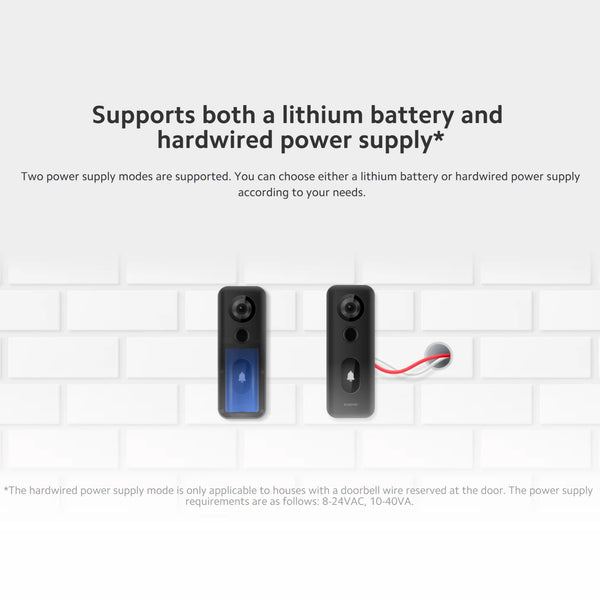 Xiaomi Smart Doorbell 3s,180° Ultra-Wide View 2k Resolution,Superior Night Vision,Professional Ip65 Water,Two Power Supply Modes 5200mah Battery, Free, Rolling 72-Hour Cloud Storage