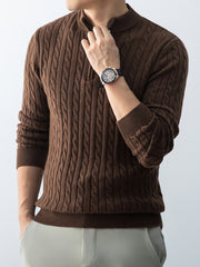 Christmas Gift for Men, New Twist Zipper Collar Pullover Sweater, Autumn And Winter Style, with Velvet, Thickened, Warm And Cold-Resistant, Can Be Worn Inside Or Outside, Casual And Versatile Essential, Knit