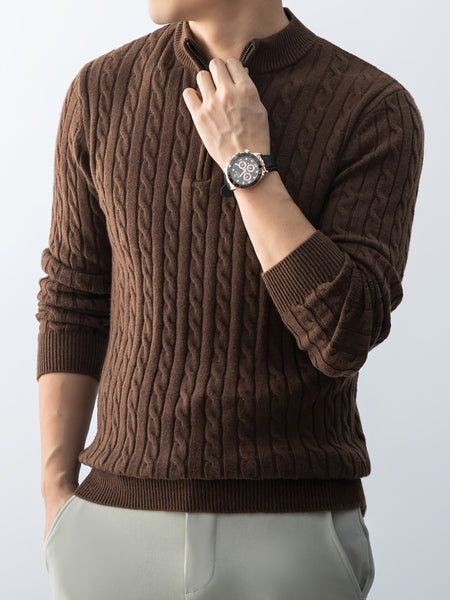 Christmas Gift for Men, New Twist Zipper Collar Pullover Sweater, Autumn And Winter Style, with Velvet, Thickened, Warm And Cold-Resistant, Can Be Worn Inside Or Outside, Casual And Versatile Essential, Knit