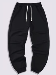 Three-pc Men's Solid Color Plain Elastic Waistband Drawstring Ribbed Cuffed Casual Jogger Pants, Men's Dress Administrative Trousers