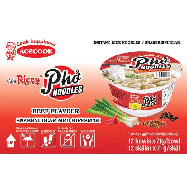 Oh! Ricey Pho Noodles Beef Flavour, 12 X 71G