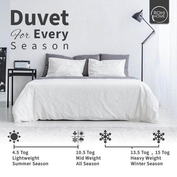 Rohi Anti-Allergy All Season Duvets | Fluffy & Breathable Hollowfibre Filled Duvets | Corvin Cover | 4.5 TOG | 10.5 TOG | 13.5 TOG | 15 TOG