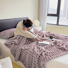 Luxurious Faux Rabbit Fur Throw Blanket - Ultra-Soft & Warm All-Season Luxury Blanket, Double-Sided Plush Fur for Couch, Bed, Travel, Office - Machine Washable, Elegant Home Decor Gift for Valentine'S Day, Housewarming, Birthday