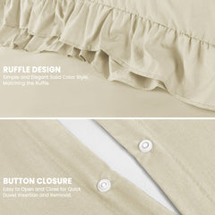 3-Piece Ruffle Frilled Duvet Cover Set – Soft, Comfortable Bedding with Pillowcases, Button Closure, Elegant Layered Design