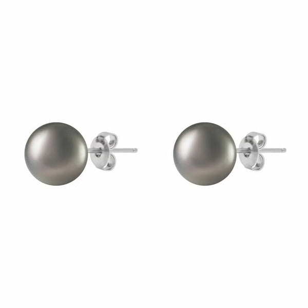 10-10.5Mm Tahitian Pearl Earrings, 14Ct White Gold
