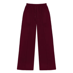 Women Drawstring High Waist Straight Leg Pants, Fashion Casual Pocket Trouser for Daily Wear, Ladies Bottom For All Season, Womenswear Basic Comfy Going Out Solid Color Sweatpant