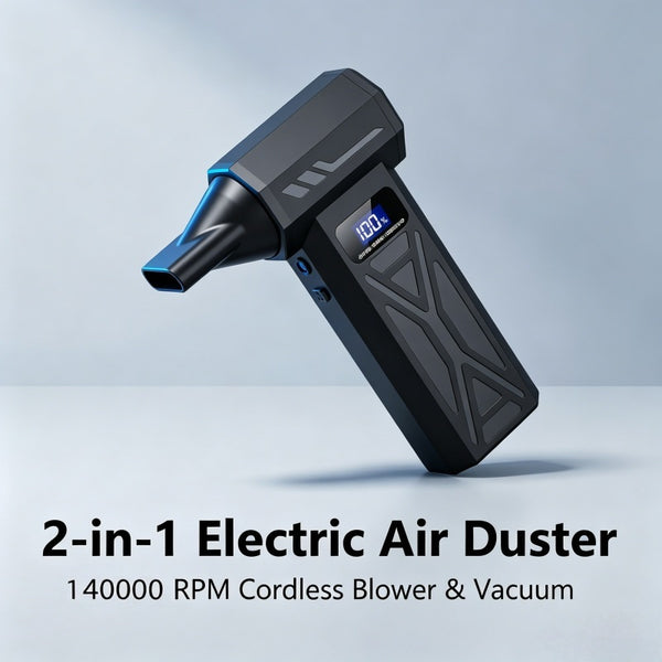 Turbine Fan with 140000 Revolutions Per Minute Powerful Blowing -4-Speed Speed Regulation, Multi Head Nozzle, LED Light, Suitable for Car Snow Removal, Computer Dust Removal, Grill Cleaning, Outdoor Camping, And Home Ventilation Maintenance, Wireless Port