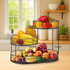 3-Layer Desktop Storage Rack - Iron Fruit Basket & Vegetable Organizer for Kitchen Dining Table, Space Saving Metal Storage Rack