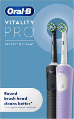 Oral-B Vitality Pro Electric Toothbrushes for Adults, for Him/Her, 1 Handle, 2 Toothbrush Heads, 3 Brushing Modes Including Sensitive Plus, 2 Pin UK Plug, Black (Packing May Vary)