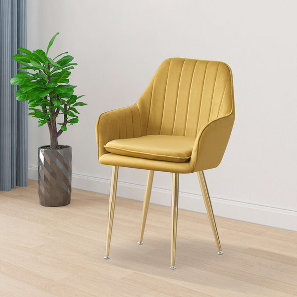 MOF Velvet Dining Chairs Kitchen Chairs Living Room Chairs with Sturdy Metal Legs Reception Chairs with Backrest and Padded Seat