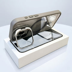 Phone Case: Luxury Magnetic Phone Case with Metal Camera Stand, Clear Transparent Shockproof Cover with Detachable Lens Film, Compatible for iPhone 17 Pro Max/16/15/14/13 Series