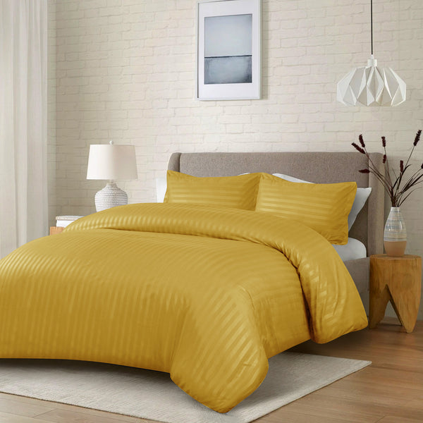 Premium Hotel Quality Satin Stripe Duvet Cover Set Double with Pillowcases | Reversible Soft Quilt Bedding | Easy Care Breathable Luxury Quilt Cover
