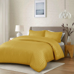 Premium Hotel Quality Satin Stripe Duvet Cover Set Double with Pillowcases | Reversible Soft Quilt Bedding | Easy Care Breathable Luxury Quilt Cover