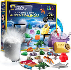 NATIONAL GEOGRAPHIC 2025 Gemstone Advent Calendar - Christmas Countdown Calendar for Kids with 24 Gems, Rock Collection, Mini Gem Dig Kit (English-Only Version)