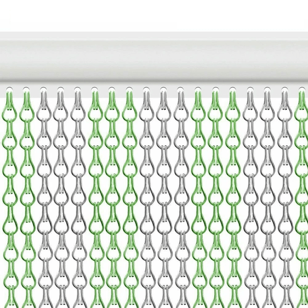 Aluminium Door Fly Screen Metal Chain Curtain Blind Insect Blinds 214cm *90cm