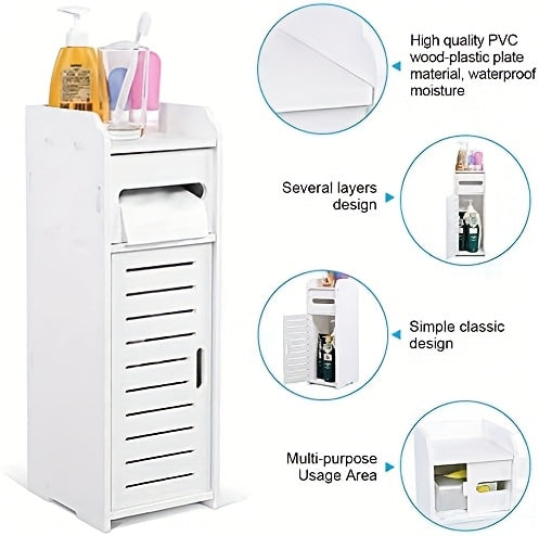 Under Sink Bathroom Cabinet, White Basin Cabinet, Bathroom Under Sink Bathroom Storage Units Freestanding, Wood Plastic Board Bathroom Storage Unit, 59.94X29.97X58.42cm