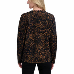 DKNY Ladies Leopard Print Cardigan in Black