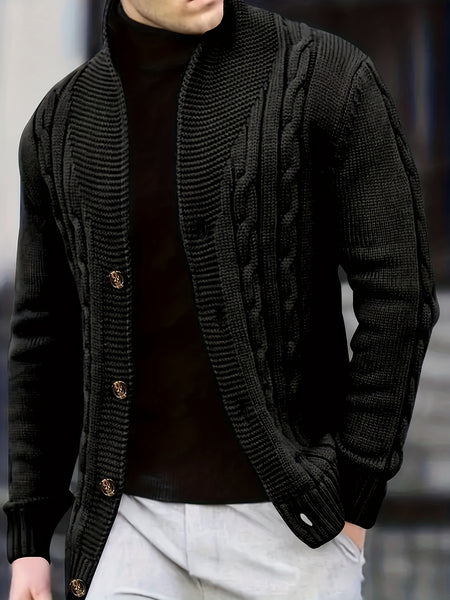 Temujin OBM Men's Fashion New Twist Solid Color Knit Long Sleeve Pullover Sweater