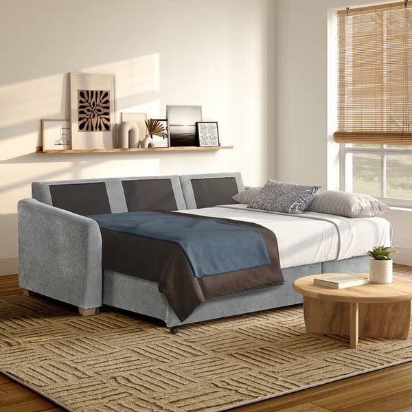 Coddle Cameron Fabric Sofa Bed with Reversible Chaise, Grey