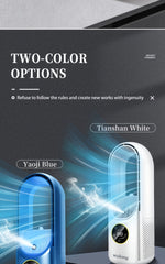 Leafless Portable Air Conditioner Fan, Safe And Hassle-Free with Bladeless Design, Six-Speed Quiet Cool Fan, 1-6 Hour Timer Shutoff, Built-In Humidification Function, Water And Ice Compatible, Suitable for Bedroom, Room, Office, Tent