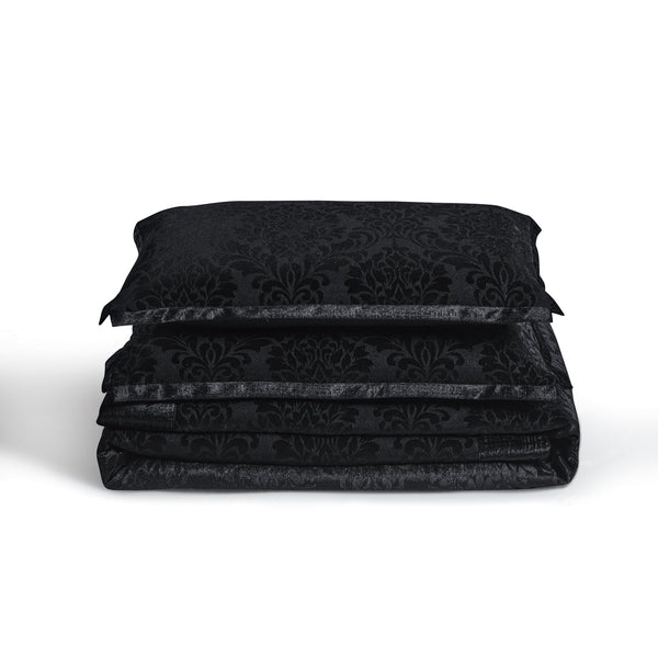 3 Piece Velvet Quilted Bedspread Set Jacquard Damask Bed Cover with Pillow Shams | Luxury Soft Polyester Bedspread for Double King Super King Beds | Modern Elegant Bedroom Bedding Set