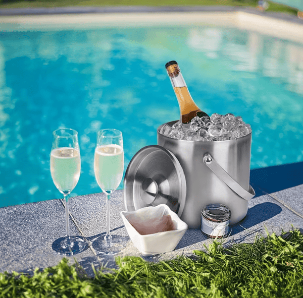 Double-Walled Stainless Steel Ice Bucket with Handle Keeps Cocktails, Beer, Wine Champagne Cold Longer Perfect for Home, Bars, Parties Outdoor Events