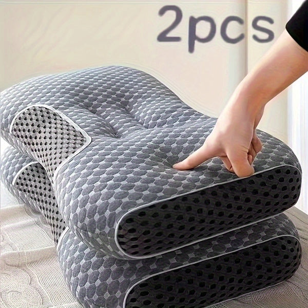1/2PCS Soft Knitted Cotton Massage Neck Pillow, Suitable For Sleep, Soft, Adjustable Ergonomic Contour Support Pillow, High-quality Pillow Core, Detachable Pillowcas
