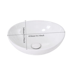 Ceramic Counter Top Sink Hand Washing Basin Modern Bathroom Cloakroom Sink Bowl with Waste Pipe Kits 410*340*140mm
