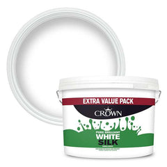 Crown Walls & Ceilings Emulsion Silk Pure Brilliant White 7.5L | Wall'S and ceilings | Value Tub 7.5 Litre