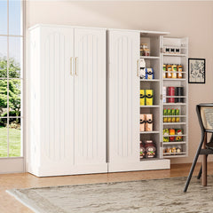 Freestanding Kitchen Pantry Storage Cabinet, White, Adjustable Shelves, 3-Level Design, 60cm W x 40cm D x 120cm H, Easy Assembly, Spacious Storage for Kitchen, Home Office, Bedroom, Bathroom