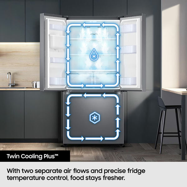 Samsung Spacemax RF24BB620ES9EU, Multidoor Fridge Freezer, E Rated in Silver